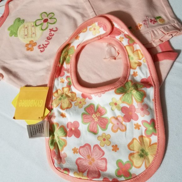Gymboree Vintage Tropical 3-6 Month Bodysuit, Hat. 0-3 Month Pants NWT Outfit - Picture 4 of 7